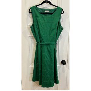 Calvin Klein 16W Green Sleeveless Dress with Belt  Workwear Wedding Classic EUC